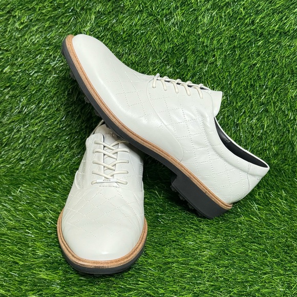 Size 8-8.5 - Mens Ecco Golf Classic Hybrid Golf Shoes White Leather - 110214 - Picture 2 of 8
